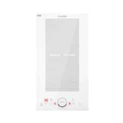 Klarstein Delicatessa Slim Domino Induktionskochfeld ,29 Cm ,Einbau ,autark ,2 Zonen: 3500 Watt ,9 Stufen ,Booster ,Flexzone ,Topferkennung ,Timer ,Glaskeramik ,rahmenlos ,weiß