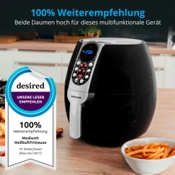 MEDION Heißluftfritteuse, Ca. 1500 Watt, Digitales Bedienfeld, Nutzinhalt Gesamt 4 Liter, Ölfreies Frittieren, 30 Min Timer, Überhitzungsschutz, MD17320 Schwarz -Kaufland Geschäft 08f303d9c2220cc282b1115cfa01a8d9