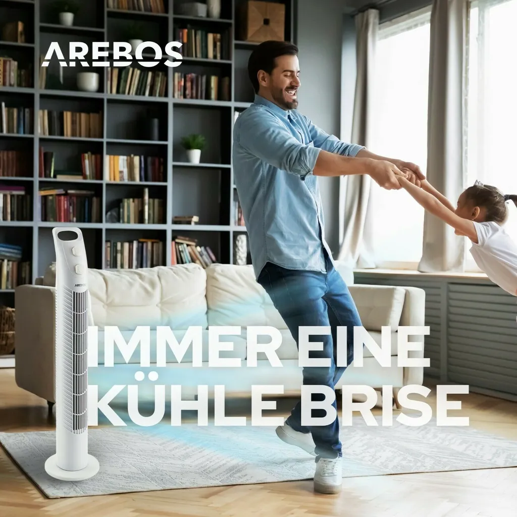 AREBOS Turmventilator mit Timer, 40 Watt, 75°-Oszillation, Ventilator mit 3 Geschwindigkeitsstufen, , Weiß AREBOS Turmventilator Mit Timer, 40 Watt, 75°-Oszillation, Ventilator Mit 3 Geschwindigkeitsstufen, , Weiß -Kaufland Geschäft 0a4190db3dc2decac53a40f237ce041f