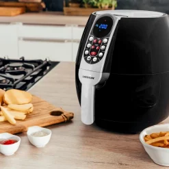 MEDION Heißluftfritteuse, Ca. 1500 Watt, Digitales Bedienfeld, Nutzinhalt Gesamt 4 Liter, Ölfreies Frittieren, 30 Min Timer, Überhitzungsschutz, MD17320 Schwarz -Kaufland Geschäft 11e842720b48866fc4d49cd1e3641b75