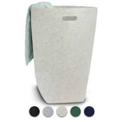 Elwin Neiles ☀️ Wäschekorb Filz | Designer Wäschesammler [80L/Beige] | Faltbare Wäschebox Mit Magnetverschluss | Wäschetonne Und Wäschekorb Beige | Laundry Baskets Mit Filz