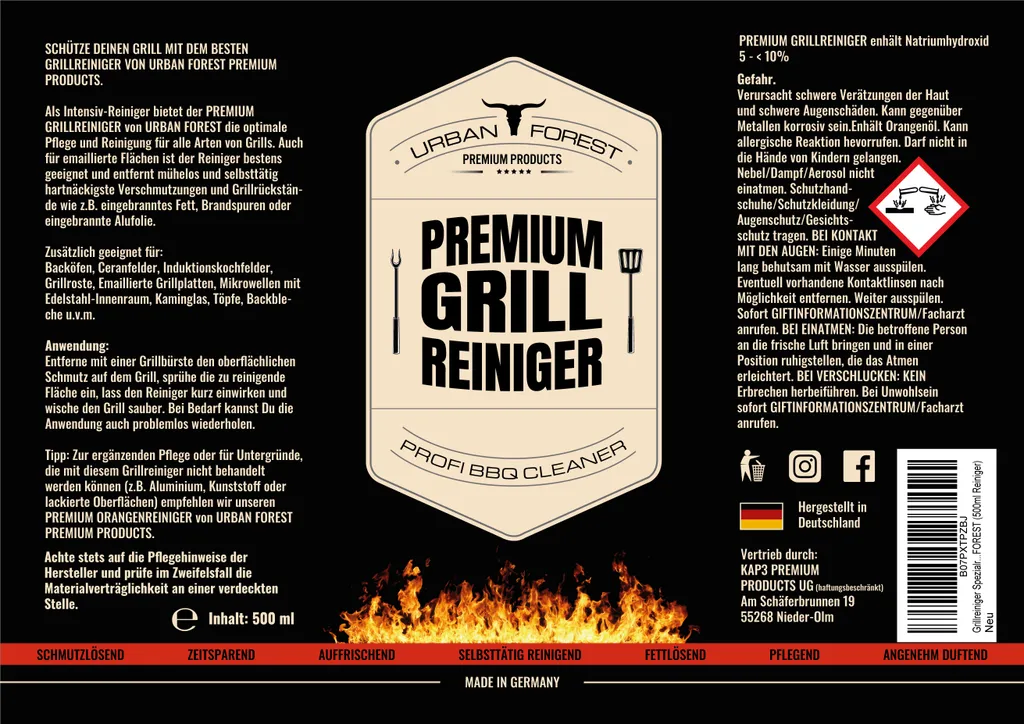 Grillreiniger Spezialreiniger zur Grill Reinigung nach dem Grillen | Profi-Reiniger zum Grill reinigen | Grillrost Reiniger & Aktiv-Reiniger | PREMIUM GRILL REINIGER - URBAN FOREST (500ml Reiniger) KAP3 Grillreiniger Spezialreiniger Zur Grill Reinigung Nach Dem Grillen | Profi-Reiniger Zum Grill Reinigen | Grillrost Reiniger & Aktiv-Reiniger | PREMIUM GRILL REINIGER - URBAN FOREST (500ml Reiniger) -Kaufland Geschäft 14735ea7cfd4a95b8e5a21155daa60b6