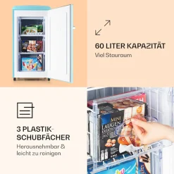 Klarstein Laika 60L Gefrierschrank , 60 Liter , 4-Sterne-Gefrierfach , 3 Schubladen , Temperatur: -18 Bis 0 °C , 5-stufiger Thermostat , 41 DB , Retro-Look 3 Klarstein Laika 60L Gefrierschrank , 60 Liter , 4-Sterne-Gefrierfach , 3 Schubladen , Temperatur: -18 Bis 0 °C , 5-stufiger Thermostat , 41 DB , Retro-Look -Kaufland Geschäft 18959f56992a5fcb31540b00ab4eb80e