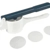 Fackelmann Spätzlepresse Easyprepare, Kortoffelpresse Mit 3 Austauschbaren Lochscheiben, Presse Mit 4 Verschiedenen Auflagehaken, Hochwetiger Kartoffelstampfer (Farbe: Weiß / Blau-Grau), 1 X 4 Teile