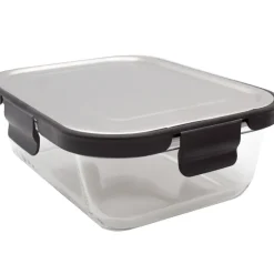 2 Stück Steuber Glas Frischhaltedose 1000ml Mit Schwarzem Edelstahldeckel, Luftdichter Silikon-Klickdeckel, Backofengeeignet