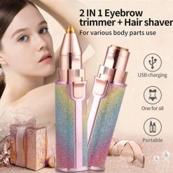 YisibaihTao Tragbarer 2 In 1 Elektro Epilierer,Augenbrauenschneider, Weiblicher Körper,Haarentfernung, Frauen,Schmerzloser Rasierer (A)
