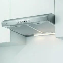 AEG DUB1611M Unterbau-Dunstabzugshaube / Abluft Oder Umluft / 60cm / Edelstahl / Max. 71 M³/h / Min. 63 – Max. 69 DB(A) / D / Schiebeschalter
