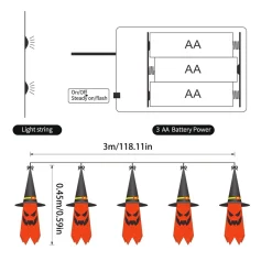 YisibaihTao Halloween Lichter, 10,1 Fuß Batteriebetriebene 5 LED Halloween Dekorations Lichterketten, Gruselige Hängende Beleuchtete Geister Zaubererhut Dekoration Für Party Halloween -Kaufland Geschäft 2084aa5052e212f20e936e0567f67835