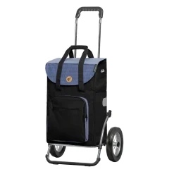 Andersen Shopper Andersen Einkaufstrolley Royal Sondermodell Aus Stahl Mit Metallspeichenrad 25 Cm Und 45 Liter Einkaufstasche Wismar Schwarz/blau Mit Kühlfach
