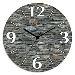 ARTland Glas Wanduhr Funkuhr - Schwarzer Zeiger Schiefermauer Größe: 30x30 Cm