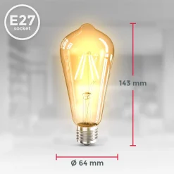 B.K.Licht 3x LED Leuchtmittel Filament Vintage Industrie Lampe E27 Retro Glühbirne ST64 4W -Kaufland Geschäft 28b2b9ebcd21ace1fbafe8b16e079880