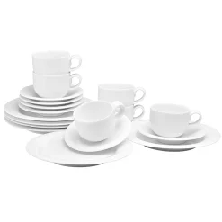Weissestal DE000001 Tavola Kaffeeservice, Weiß, 18-teilig (1 Set)