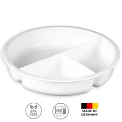 Wüllner & Kaiser Mikrowellenteller Mit Deckel, Mikrowellengeschirr, Menüteller Mit Aufteilung, 3 Praktische Fächer, 750 Ml Volumen