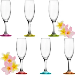 PLATINUX Sektgläser Bunt Aus Glas 150ml (max.190ml) Set 6-Teilig Champagnergläser Prosecco Gläser