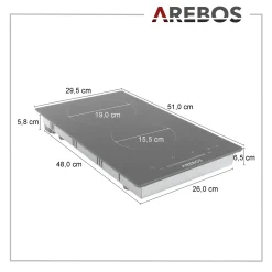 AREBOS Glaskeramikkochfeld, 3000 W, 2 Kochfelder, 30cm, Autark, Mit Sensor Touch -Kaufland Geschäft 34a72430c0db1cb4a0c3d8e70888c39a 1