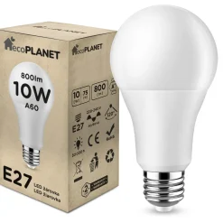 6x LED Leuchtmittel Ersatz LED-Glühbirnen - EcoPLANET - E27 - 10W - 800Lm - Warmweiß, LED Leuchtmittel, LED Lampe, LED Glühbirne, LED Birne