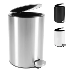 Bamodi Kosmetikeimer – 3l-Edelstahl-Treteimer Mit Absenkautomatik – Silber (gebürstet)