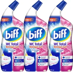 3 Flaschen A 750 Ml Biff Henkel WC Total Reiniger - Gel Frühlingsblüte