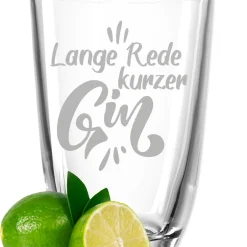 GRAVURZEILE 2er Set Montana GIN-Gläser - Lange Rede Kurzer GIN & Ich Bin GIN Und Weg - Geschenk Für Gute Freunde & Partner - GIN-Glasses + GIN-Tonic