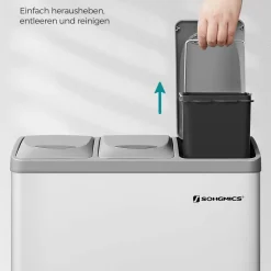 SONGMICS Mülleimer Für Die Küche, 3 X 8 Liter, Abfalleimer Aus Metall, 3-in-1 Treteimer, Mülltrennung, Mülltrennsystem, Mit 15 Müllsäcken, Einfach Zu Reinigen, Stahl, Weiß-grau LTB24WT 5 SONGMICS Mülleimer Für Die Küche, 3 X 8 Liter, Abfalleimer Aus Metall, 3-in-1 Treteimer, Mülltrennung, Mülltrennsystem, Mit 15 Müllsäcken, Einfach Zu Reinigen, Stahl, Weiß-grau LTB24WT -Kaufland Geschäft 450ffab8a6642b13b8b48999393dc88f