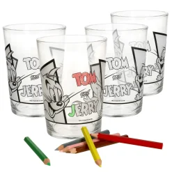 MamboCat 4x Tom&Jerry Glas Zum Anmalen Für Kinder Selber Bemalen Geburtstag Geschenk