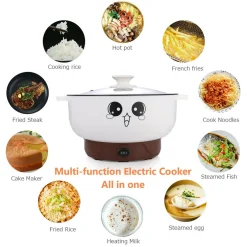 Topchances 220V Multifunktional Kochtopf Elektropfanne Küchentöpfe Dampfgarer Reiskocher Hot Pot Pfanne Minitopf Für Suppen, Aufläufe, Eintöpfe (2.3L, Kein Dampfer)