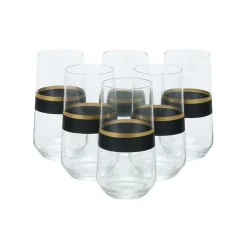 Cinar Longdrinkgläser Set | Schwarz-Gold 6-Teilig