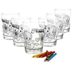 MamboCat 6x Tweety Glas Zum Anmalen Für Kinder Selber Bemalen Geburtstag Geschenk