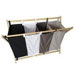 Jago® Wäschesortierer - Faltbar, 4 Fächer Aus Stoff, Aus Holz, Vierfarbig, Ca. 172 L Volumen, Größe (L/B/H): 98.5/40/72 Cm - Wäschekorb, Wäschebox, Wäschesammler -Kaufland Geschäft 5e8de93740fc54808b11c110a2e10c4c