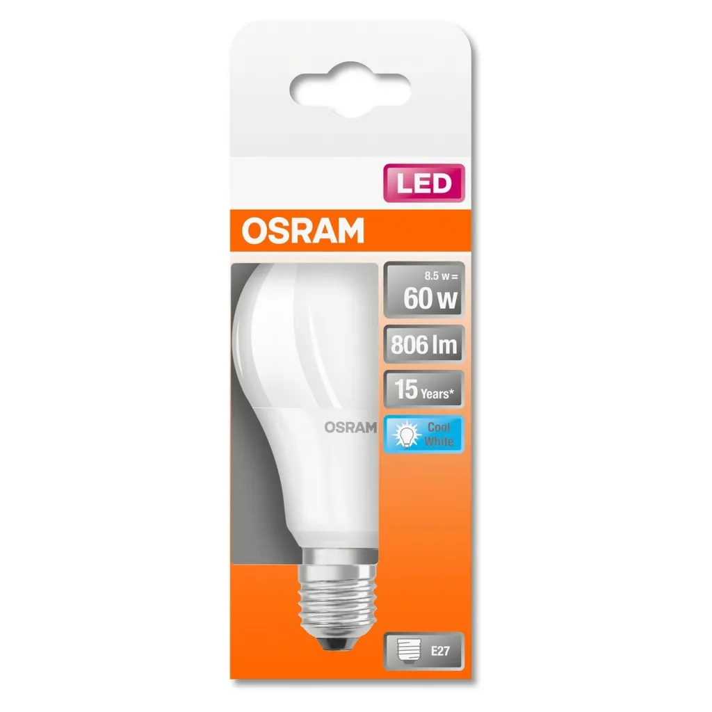 OSRAM Standard mattierte LED-Lampe mit Kühlkörper - 8,5 W äquivalent 60 W E27 - Kühlweiß OSRAM Standard Mattierte LED-Lampe Mit Kühlkörper - 8,5 W äquivalent 60 W E27 - Kühlweiß -Kaufland Geschäft 6030cf7c377e3d1a7c1aab5b98a7d379