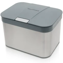 YourCasa® Edelstahl Komposteimer - 4,3L - Für Alltäglichen Biomüll In Der Küche - Spülmaschinenfester Inneneinsatz - Geruchsdicht & Abwaschbar -Mülleimer Mit Deckel Tischmülleimer (Grau)
