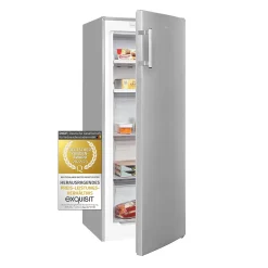 Exquisit Gefrierschrank GS231-NF-H-040D Inoxlook | 161 L Nutzinhalt | NoFrost | Umluftkühlung | LED-Anzeige | Wechselbarer Türanschlag | Edelstahloptik