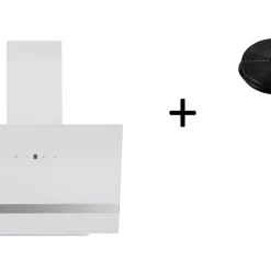 Dunstabzugshaube 60cm Wandhaube Schräghaube Weiß Kopffrei LED Umluft Respekta