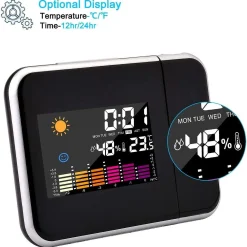 Mmgoqqt Projektionswecker, LCD-Projektions-Digitalwecker, 2 7 Gute Batterien, LCD-Farbbildschirmbeleuchtung, Digitaler Schlummerwecker, Mit Temperaturanzeige, Hygrometer, Innentemperatur, Wecker, Uhrzeit, Datumsanzeige -Kaufland Geschäft 6a5cc1d6a76a2addd32568a5060503a0 1
