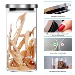 CMYBABEE Vorratsdose Glas 1400ML, Höhe 21 Cm, Vorratsglas Mit Deckel, Kaffeebohnen Behälter, Müslidose, Frischhaltedose Mit Große Einfüllöffnung (M, 1 Stück)