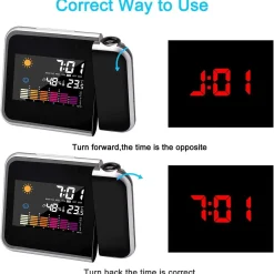 Mmgoqqt Projektionswecker, LCD-Projektions-Digitalwecker, 2 7 Gute Batterien, LCD-Farbbildschirmbeleuchtung, Digitaler Schlummerwecker, Mit Temperaturanzeige, Hygrometer, Innentemperatur, Wecker, Uhrzeit, Datumsanzeige -Kaufland Geschäft 6d72818fe96849a089a3b0922c5b61f6 1