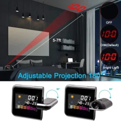 Mmgoqqt Projektionswecker, LCD-Projektions-Digitalwecker, 2 7 Gute Batterien, LCD-Farbbildschirmbeleuchtung, Digitaler Schlummerwecker, Mit Temperaturanzeige, Hygrometer, Innentemperatur, Wecker, Uhrzeit, Datumsanzeige -Kaufland Geschäft 77608869de1f09f8b257c8048728cfab 1