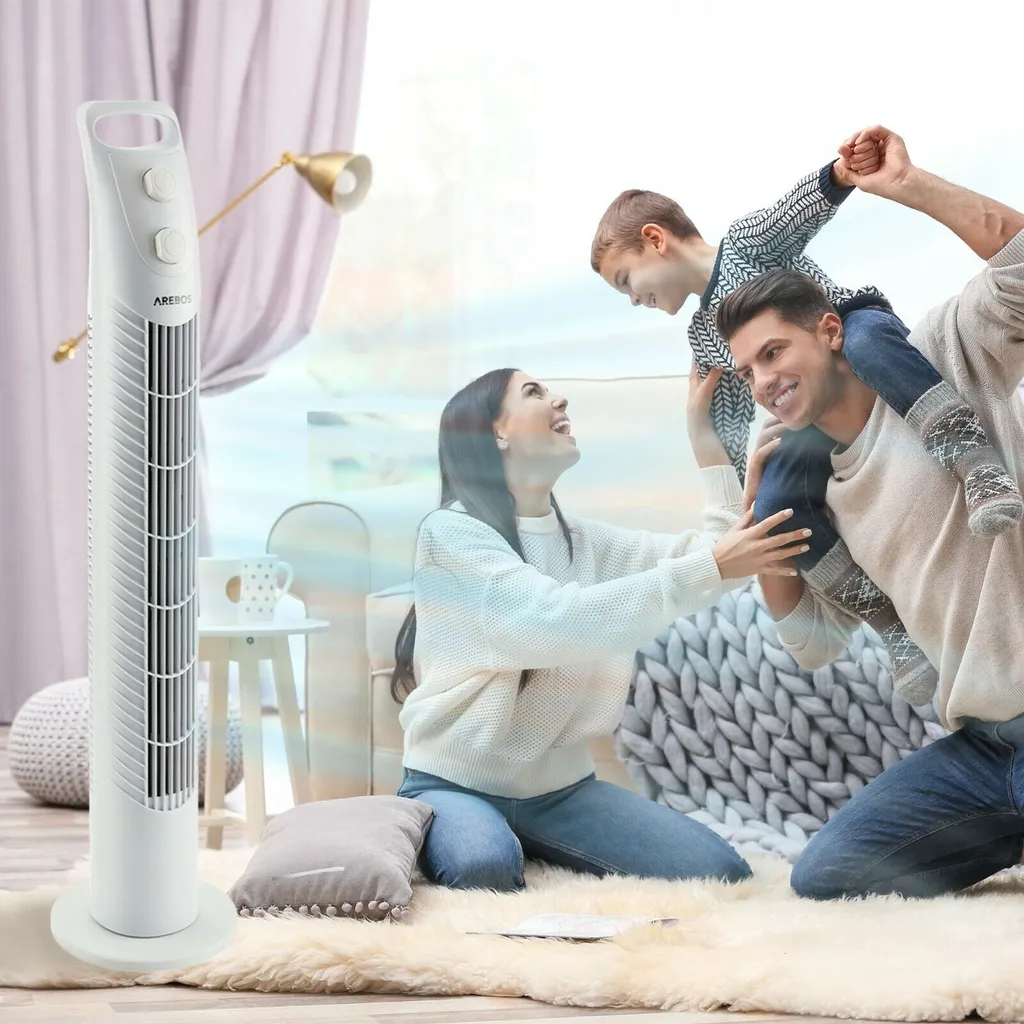 AREBOS Turmventilator mit Timer, 40 Watt, 75°-Oszillation, Ventilator mit 3 Geschwindigkeitsstufen, , Weiß AREBOS Turmventilator Mit Timer, 40 Watt, 75°-Oszillation, Ventilator Mit 3 Geschwindigkeitsstufen, , Weiß -Kaufland Geschäft 7fc7629926d2674adc3236c1a2008802