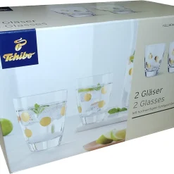 Tchibo 2 Gläser Echtgold Gold Nachbildung Punkte