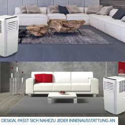 JUNG AIR TV05 Mobiles Klimagerät Mit Fernbedienung + Abluft-Schlauch - 3,2 KW/11000 BTU - STROMSPAREND, GERÄUSCHARM -100m³ Raum Kühlung, Klimaanlage Mobil Leise, Weiß -Kaufland Geschäft 845cce68f54a79a496bbe9bb40265aaa