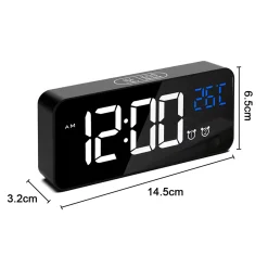 Mmgoqqt Digitale Uhr Großes Display Wecker Für Wohnzimmer Büro Schlafzimmer Dekor LED Elektronische Datum Temp Display Wand Elektrische Uhren Automatische Helligkeit Dimmer Smart Cool Modernes Schreibtischzubehör ,Black