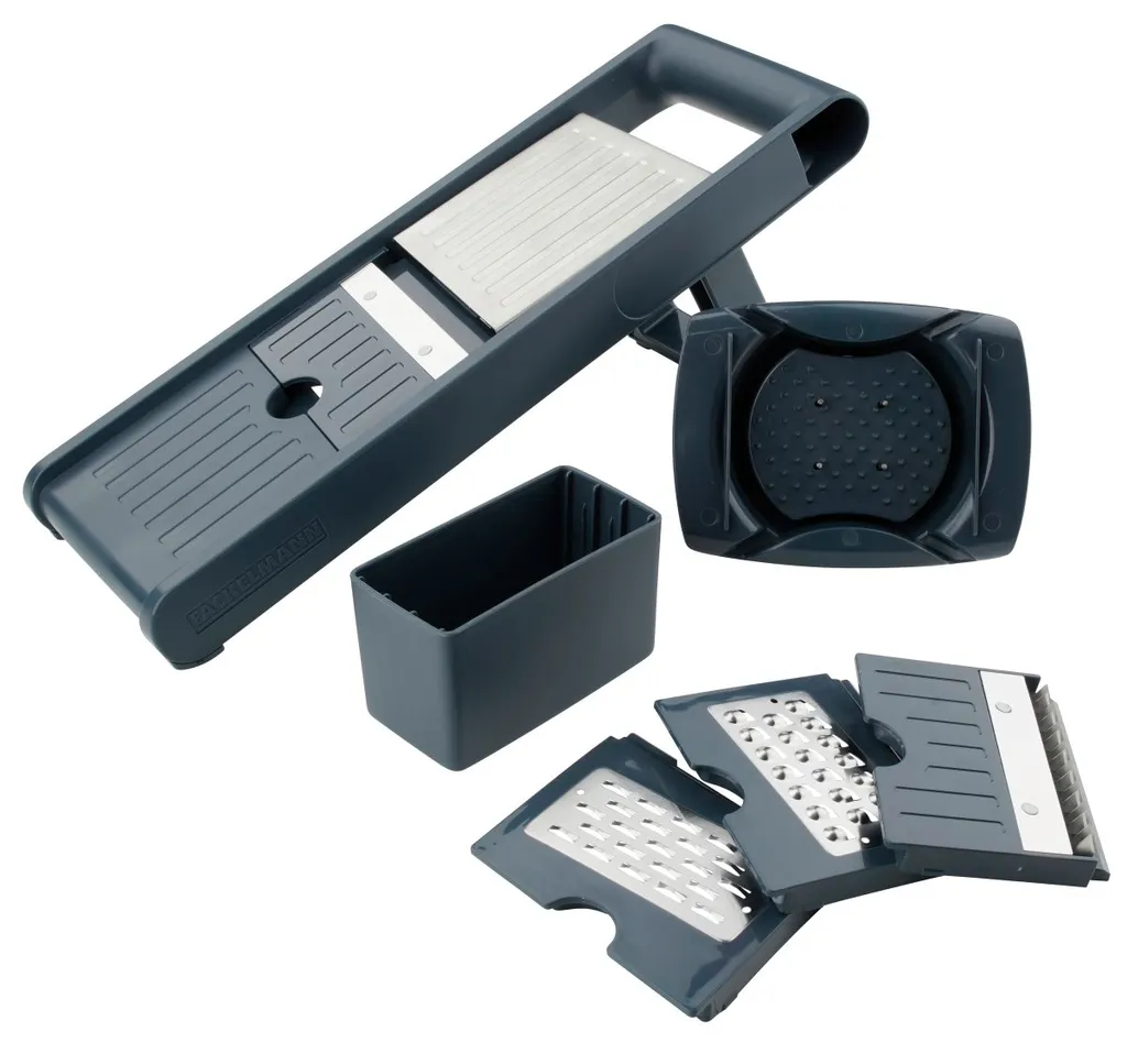 Fackelmann Gemüsehobel #easyprepare, hochwertiger Gemüseschneider, Mandoline mit 4 verschiedenen Schneideinsätzen, stabiler Küchenhobel mit Aufbewahrungsbehälter (Farbe: Blau / Grau), 1 x 6 Teile Fackelmann Gemüsehobel #easyprepare, Hochwertiger Gemüseschneider, Mandoline Mit 4 Verschiedenen Schneideinsätzen, Stabiler Küchenhobel Mit Aufbewahrungsbehälter (Farbe: Blau / Grau), 1 X 6 Teile -Kaufland Geschäft 883df373c9e232727c2721d6b5d45ab8