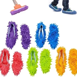 Jormftte Mop Schuhe Set, 5 Paare Mop Slippers Weiche Waschbare Wiederverwendbare Mikrofaser Fuß Socken Boden Reinigungs Werkzeug Schuh Abdeckung