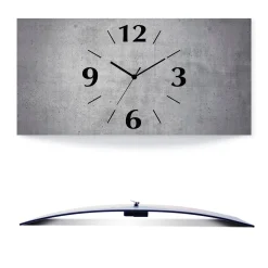ARTland Wanduhr, Gebogen Quarzuhr - Schwarzer Zeiger Grauer Betonoptik Größe: 60x30 Cm