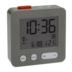 TFA Dostmann TFA Wecker, Funk, Digital, Anthrazit, Mit Beleuchtung, Datum Und Temperatur