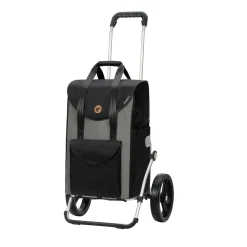 Andersen Shopper Royal Alu Klappbar Mit 3-Speichenrad Ø 25 Cm Und 49 Liter Tasche Senta Grau