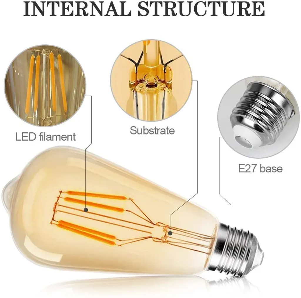 Vintage Glühbirne, LED Glühbirne E27 4W Warm Licht Vintage Antike Glühbirne Retro Filament Lampe für Nostalgie und Retro Beleuchtung im Haus Café Bar usw - 6 Stück XS Vintage Glühbirne, LED Glühbirne E27 4W Warm Licht Vintage Antike Glühbirne Retro Filament Lampe Für Nostalgie Und Retro Beleuchtung Im Haus Café Bar Usw - 6 Stück -Kaufland Geschäft 910716cb7c8733247d10a48a61612b95