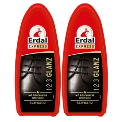2x Erdal Express 1-2-3 Glanz Schwarz - Schwamm - Mit Bienenwachs