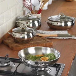 ASPHALD 9 Teiliges Kochtopf Set 18/10 Edelstahl | Topfset Tombik