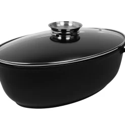 Gravidus Aluguss Bräter Gänsebräter Schmorrtopf Alugussbräter Antihaft Mit Glasdeckel